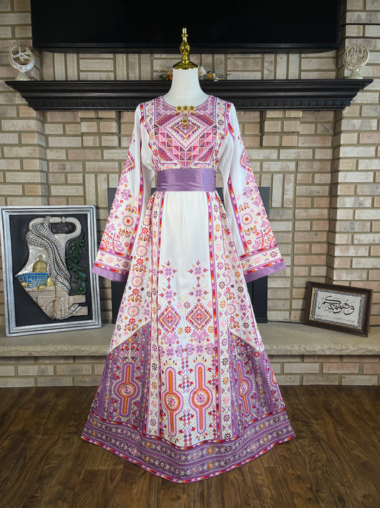 White/Purple Al-Karmil Thobe