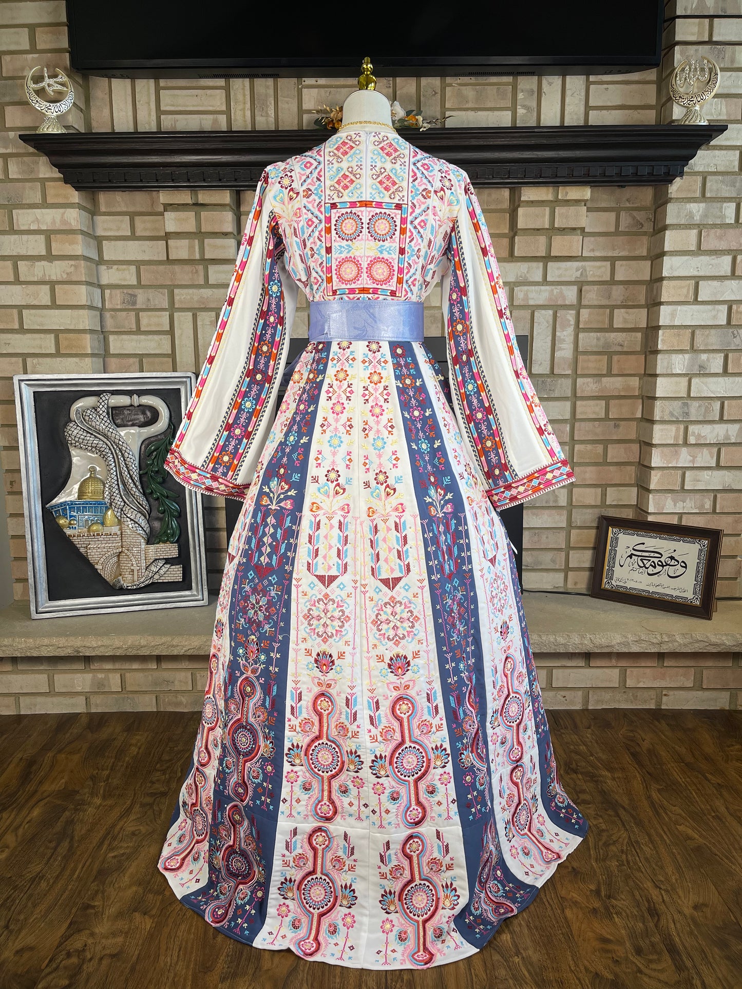 White/Slate Gray Bridal Thobe
