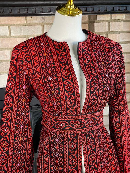 Traditional Red Embroidery Cardigan
