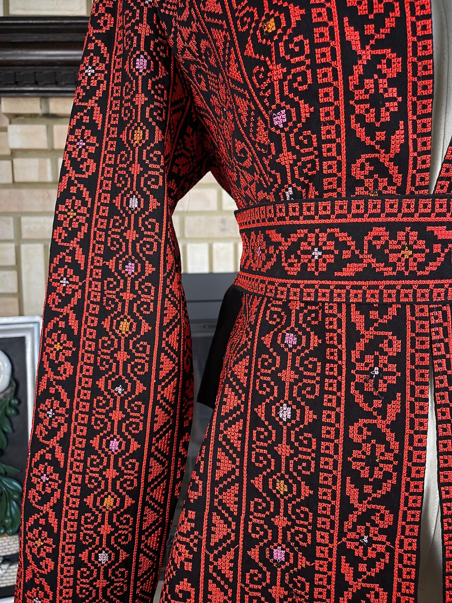 Traditional Red Embroidery Cardigan