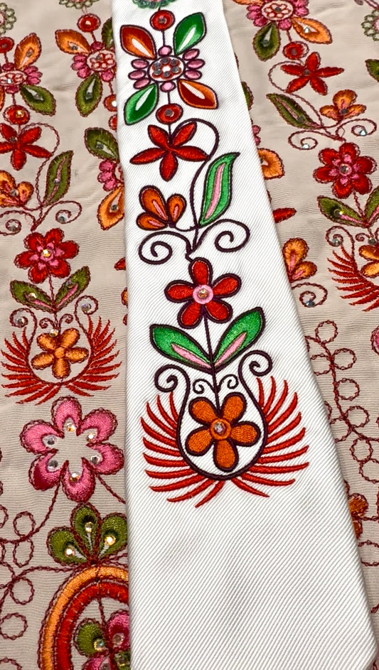 Floral Arrangement Custom-made Tatreez Men's Tie