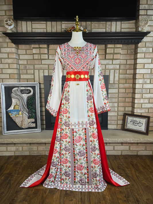 White/Red Tulkarm's Bride Thobe