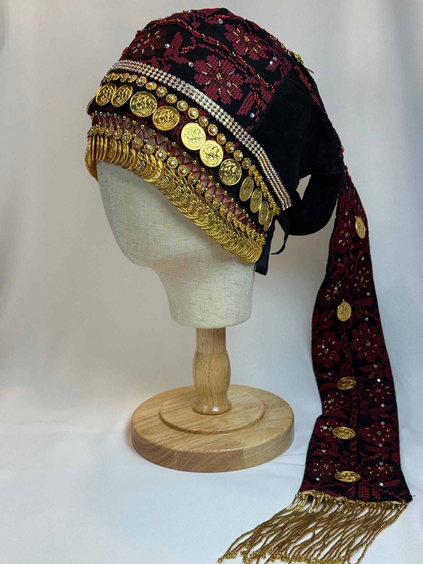 Beaded Velvet Golden Coin "Lira" hat (Waqah)