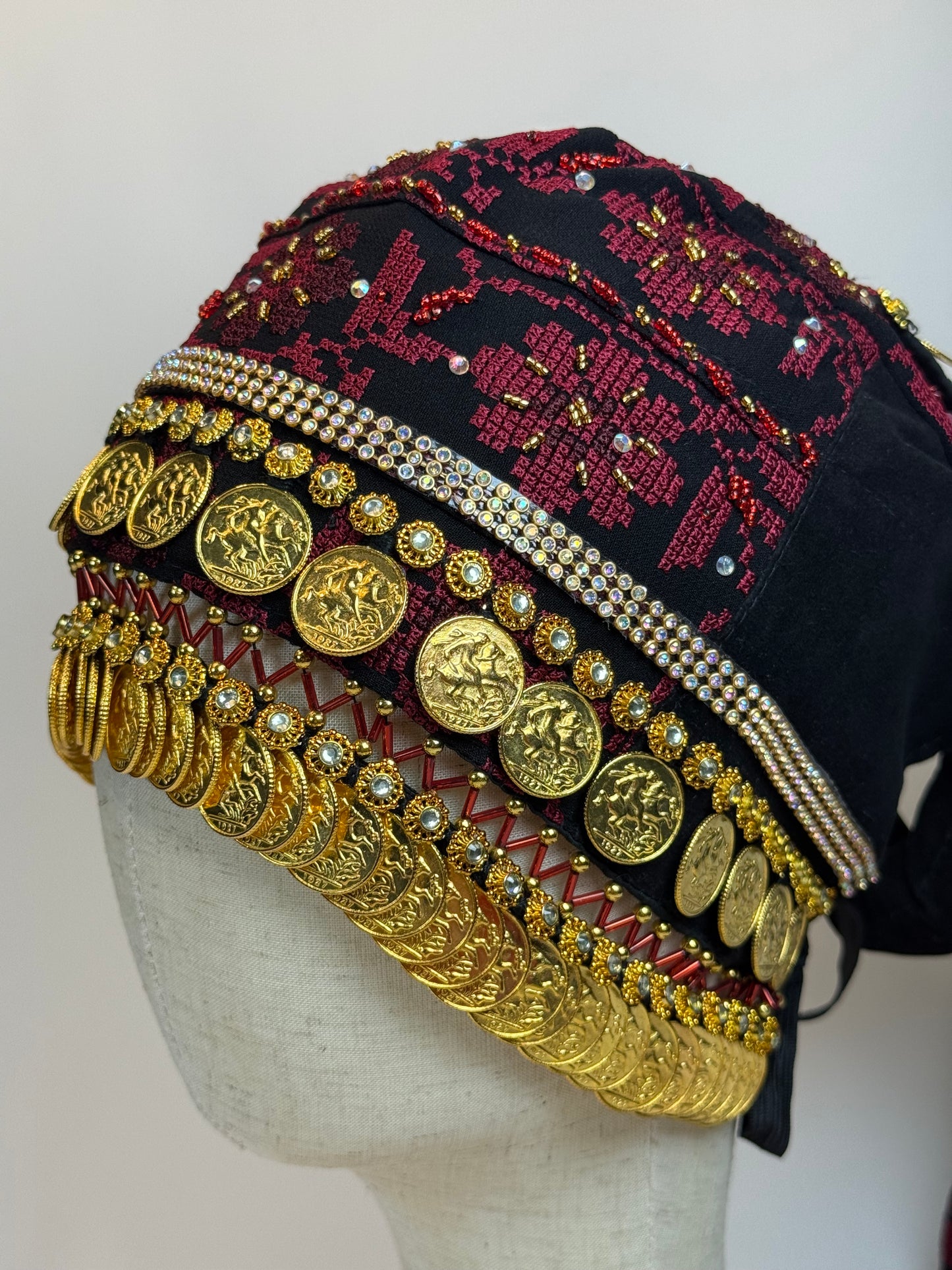 Beaded Velvet Golden Coin "Lira" hat (Waqah)