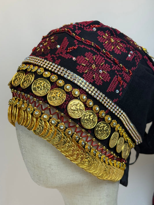 Beaded Velvet Golden Coin "Lira" hat (Waqah)