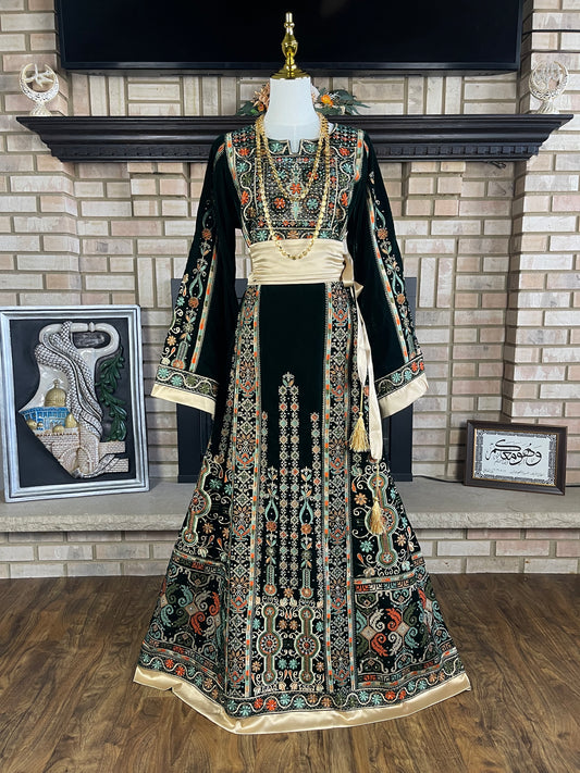 Green All-Velvet Malaka Thobe