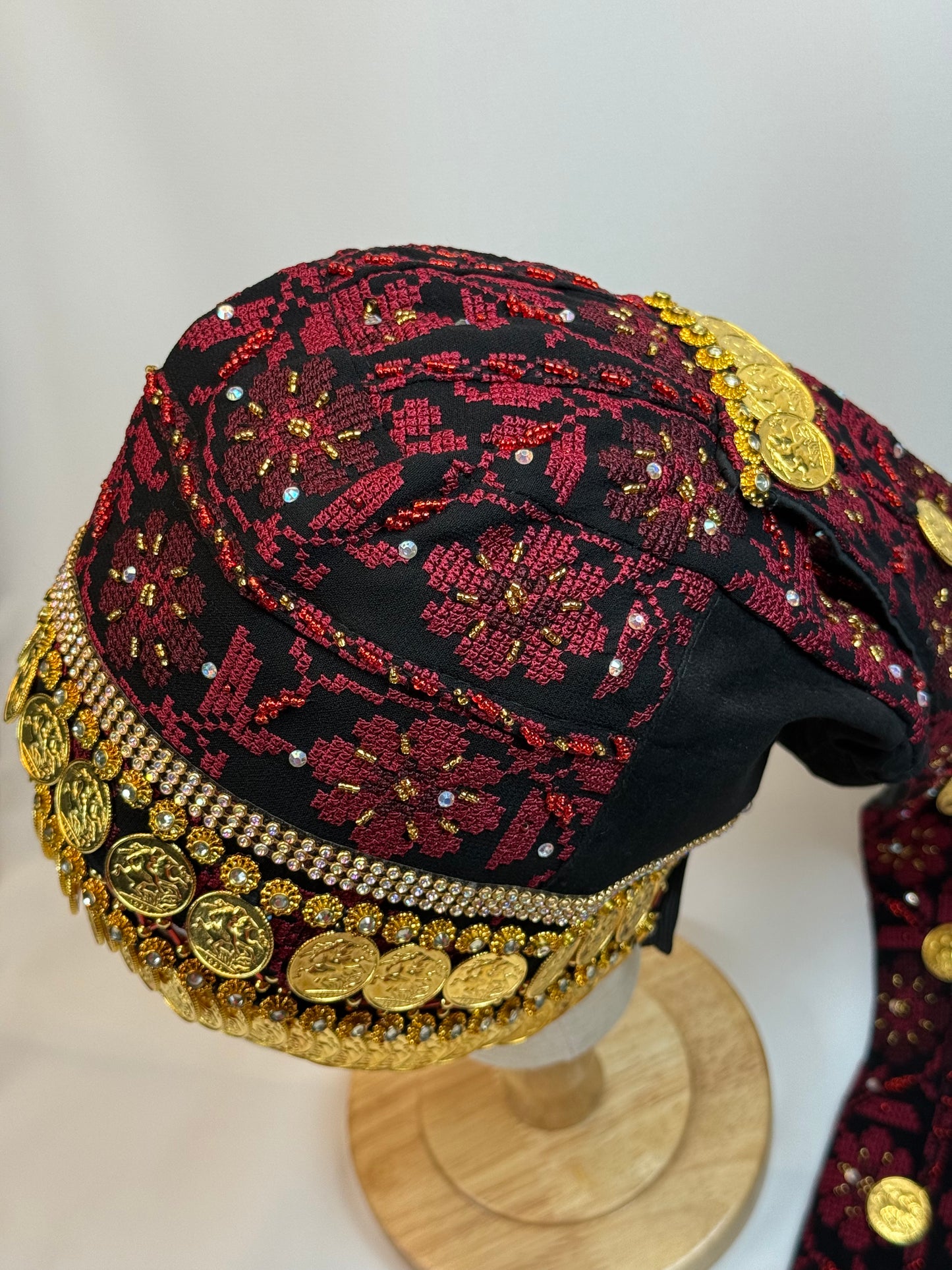 Beaded Velvet Golden Coin "Lira" hat (Waqah)