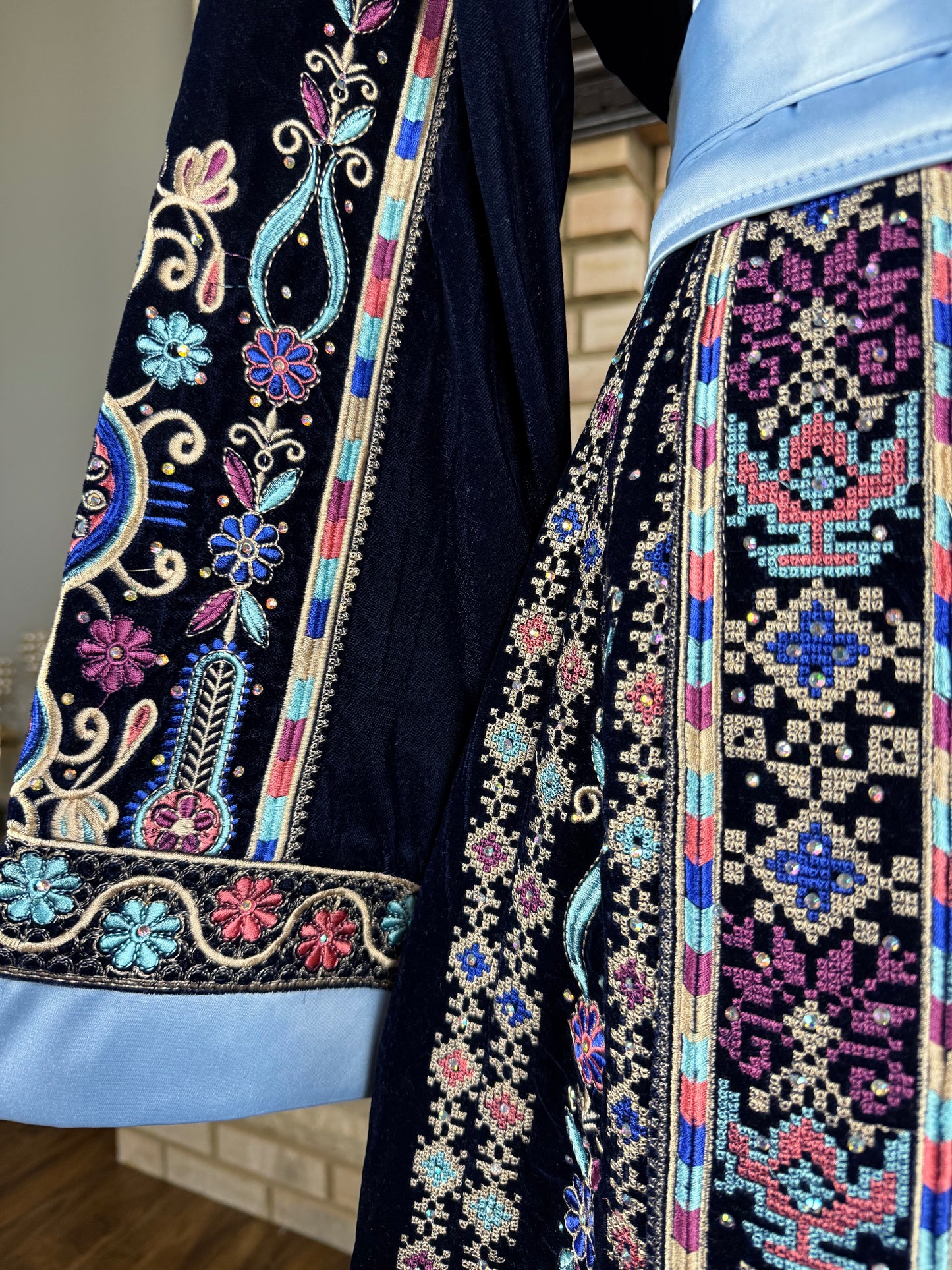 Navy All-Velvet Malaka Thobe