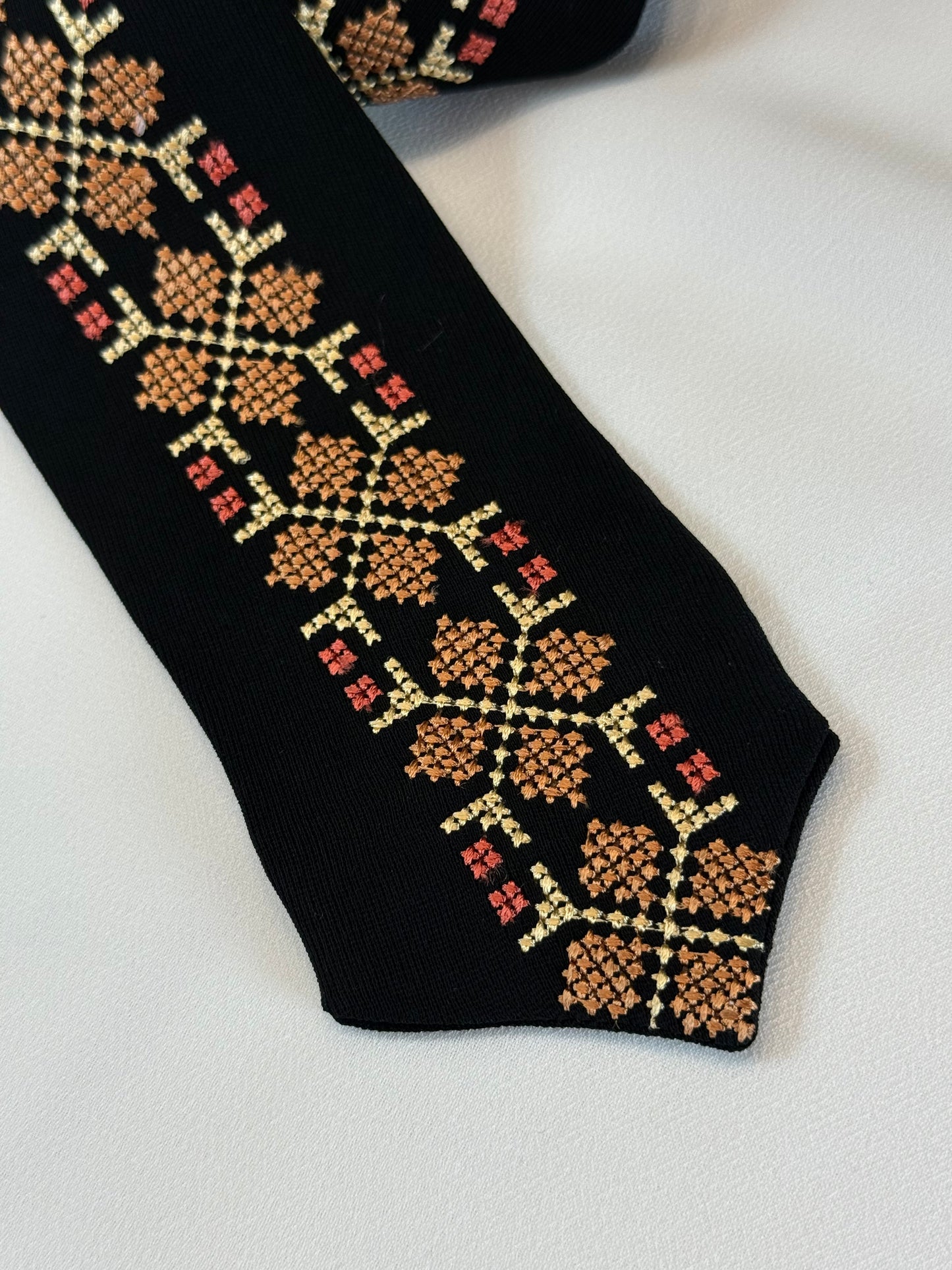 Black Traditional Cross-Stitching Men's Tie
