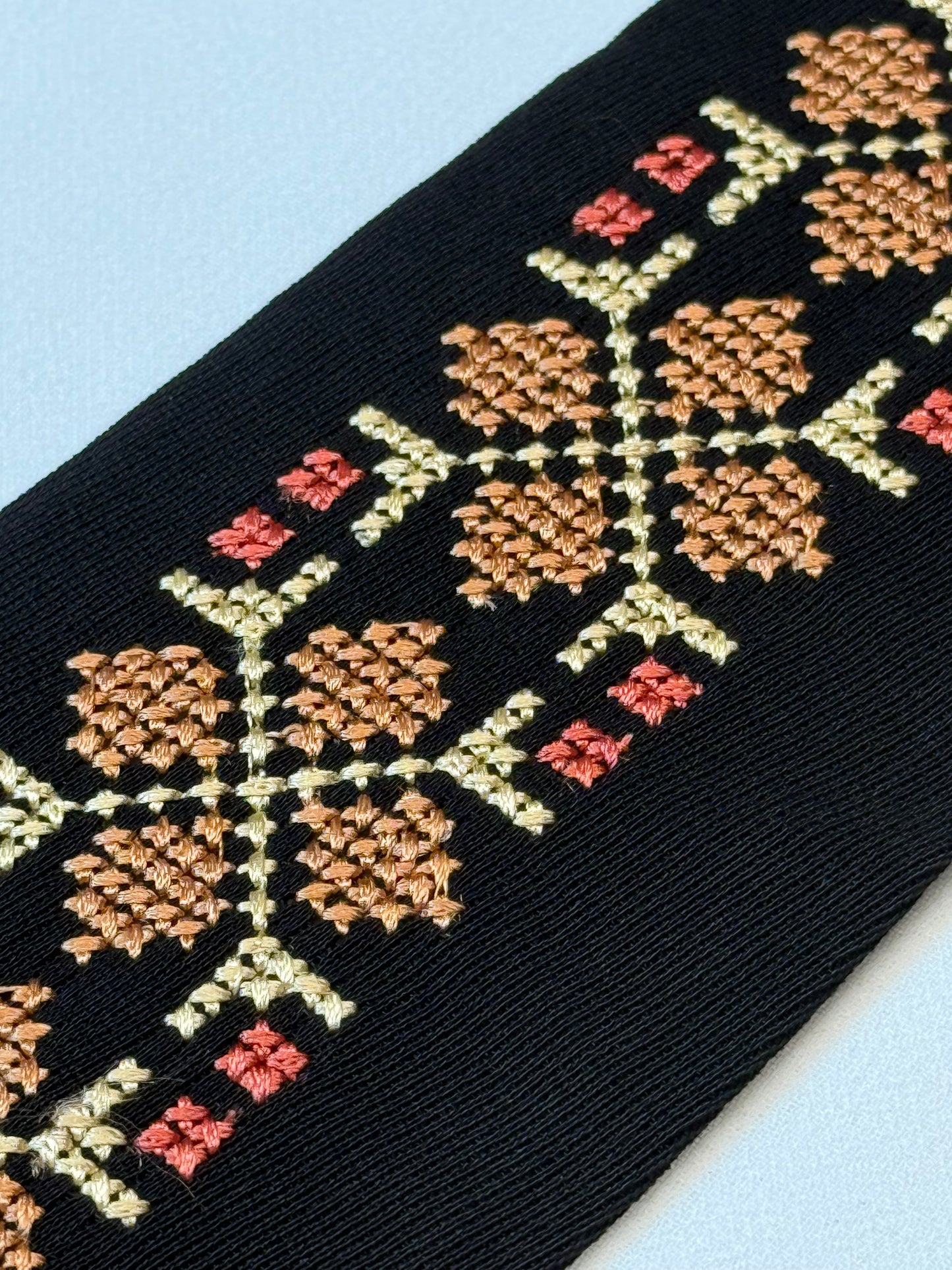 Black Traditional Cross-Stitching Men's Tie