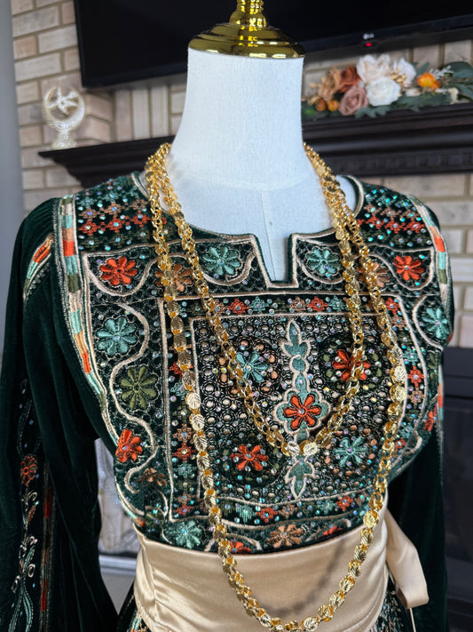 Green All-Velvet Malaka Thobe