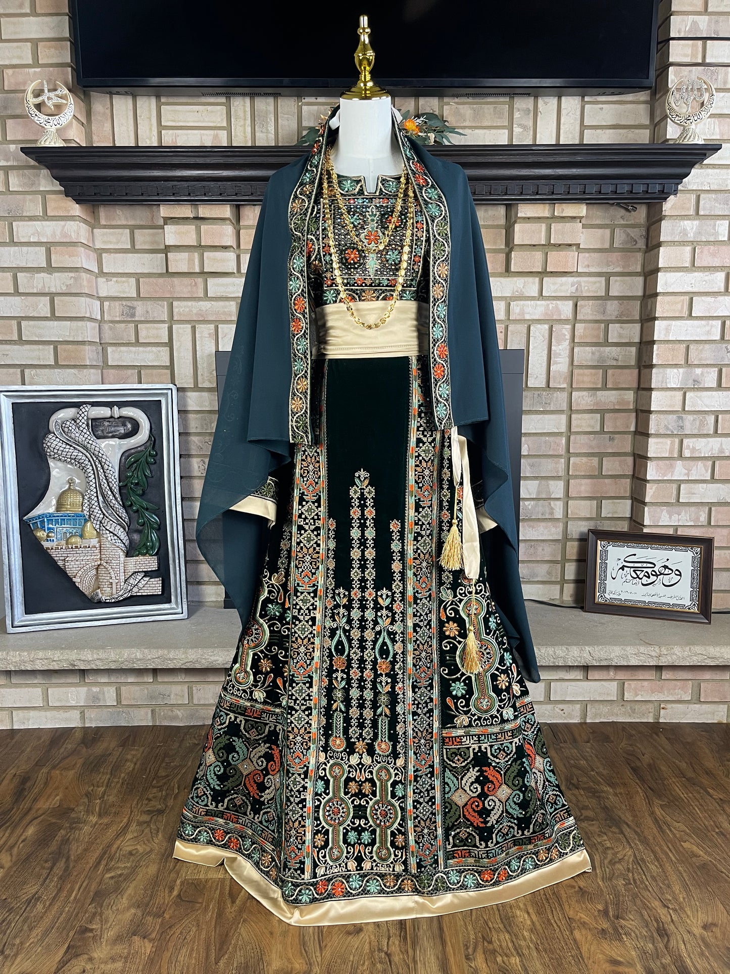 Green All-Velvet Malaka Thobe