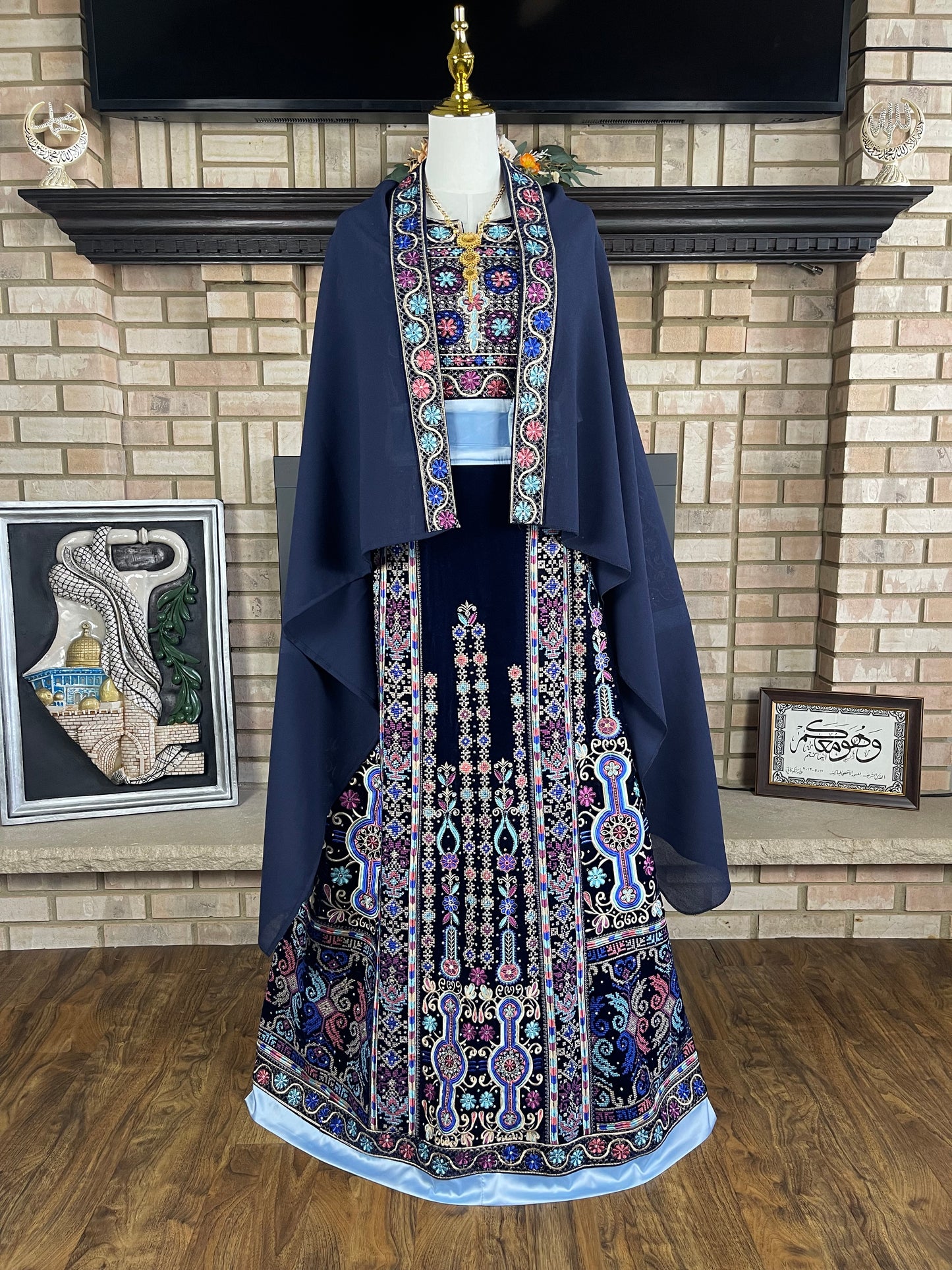 Navy All-Velvet Malaka Thobe