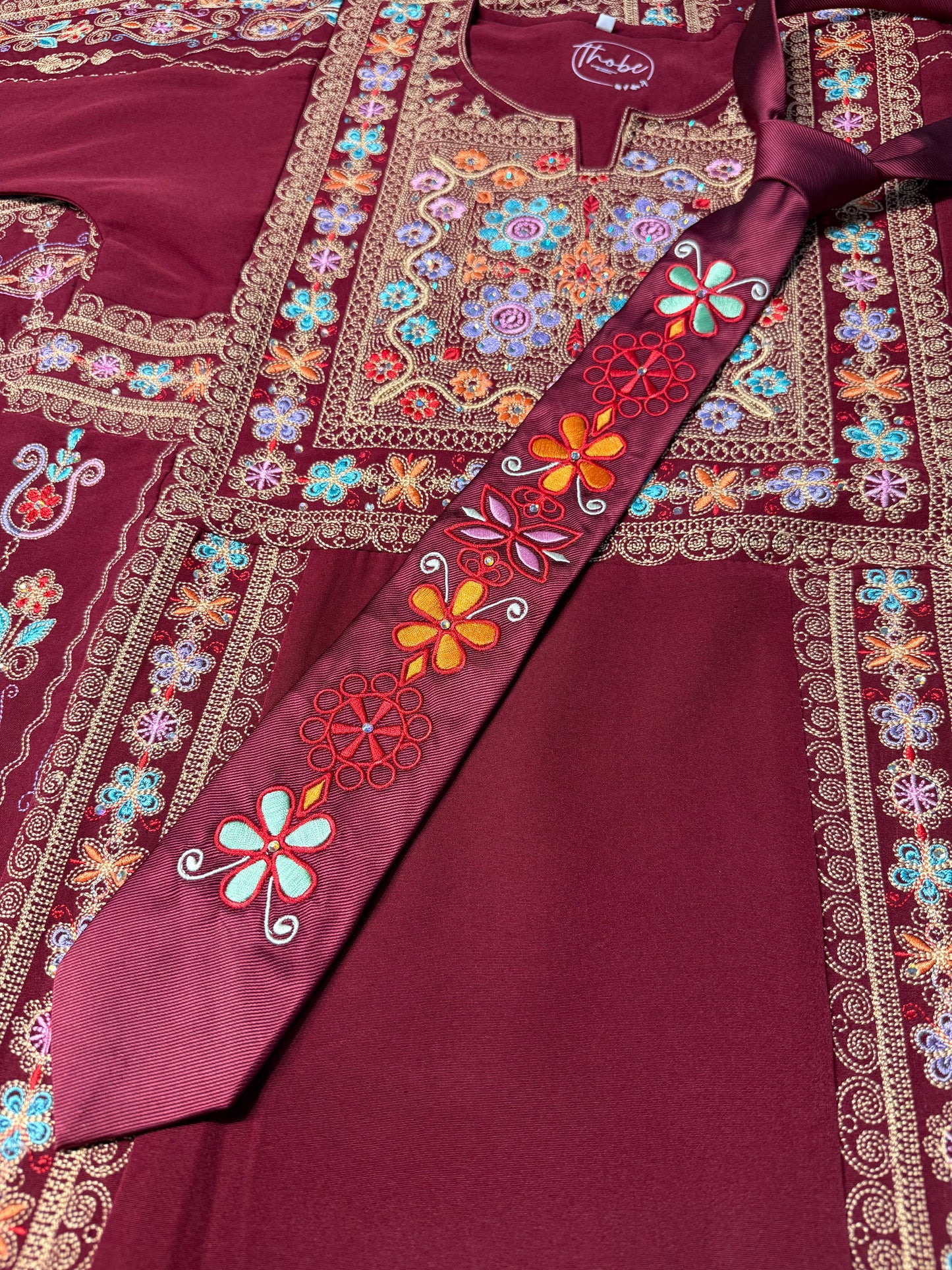 Floral Pattern Custom-made Tatreez Men's Tie