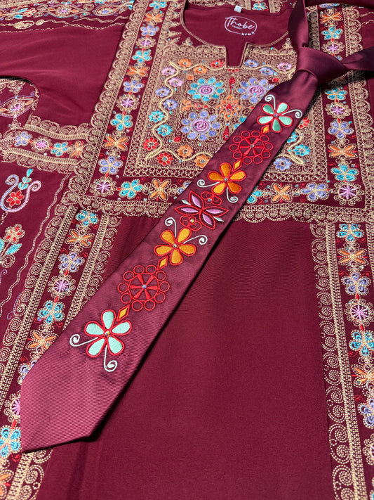 Floral Pattern Custom-made Tatreez Men's Tie