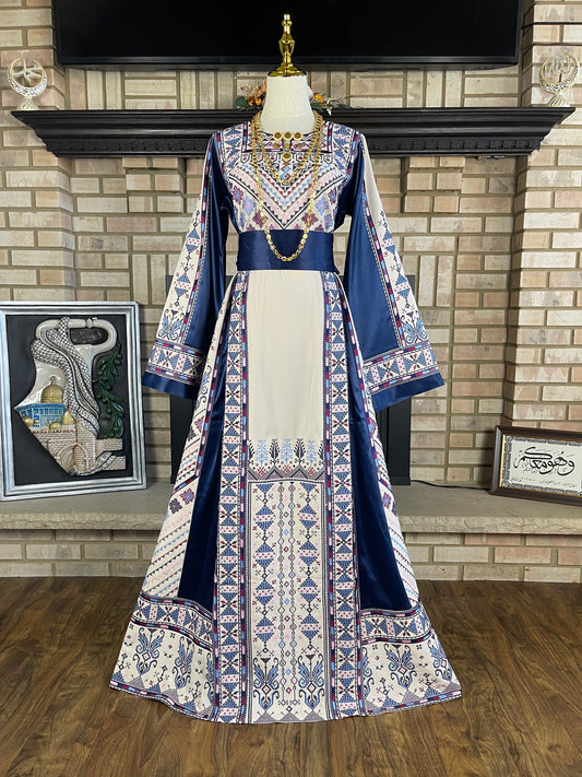 Cream/Navy Akka Thobe