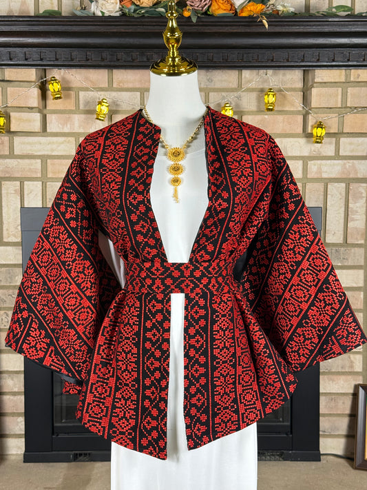 Black/Red Embroidery Cape