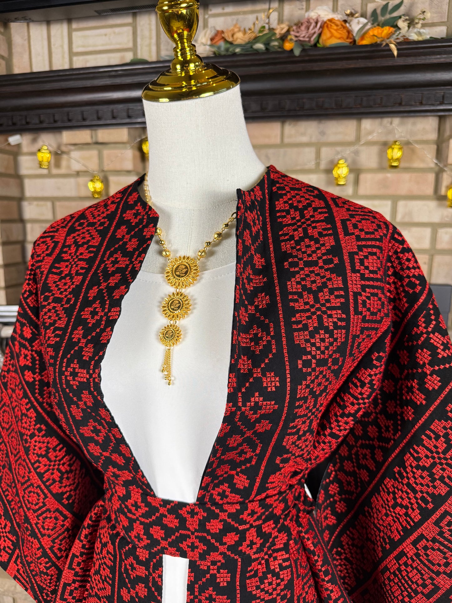 Black/Red Embroidery Cape