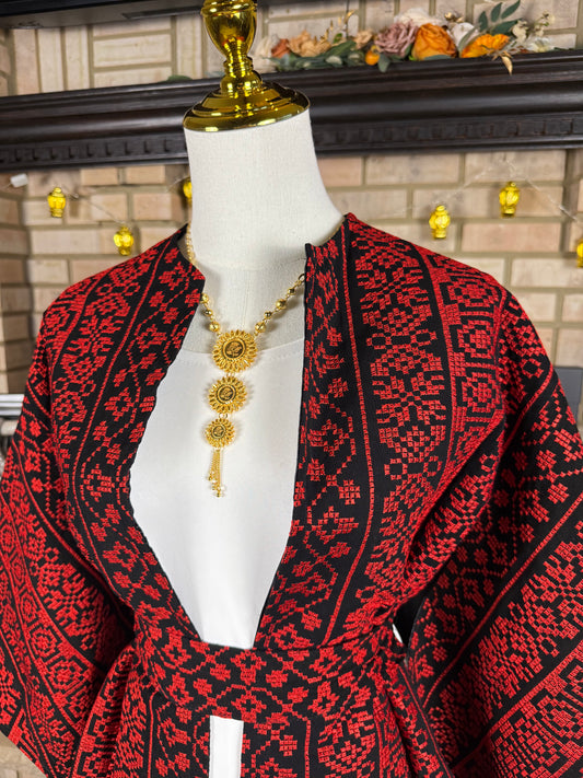 Black/Red Embroidery Cape