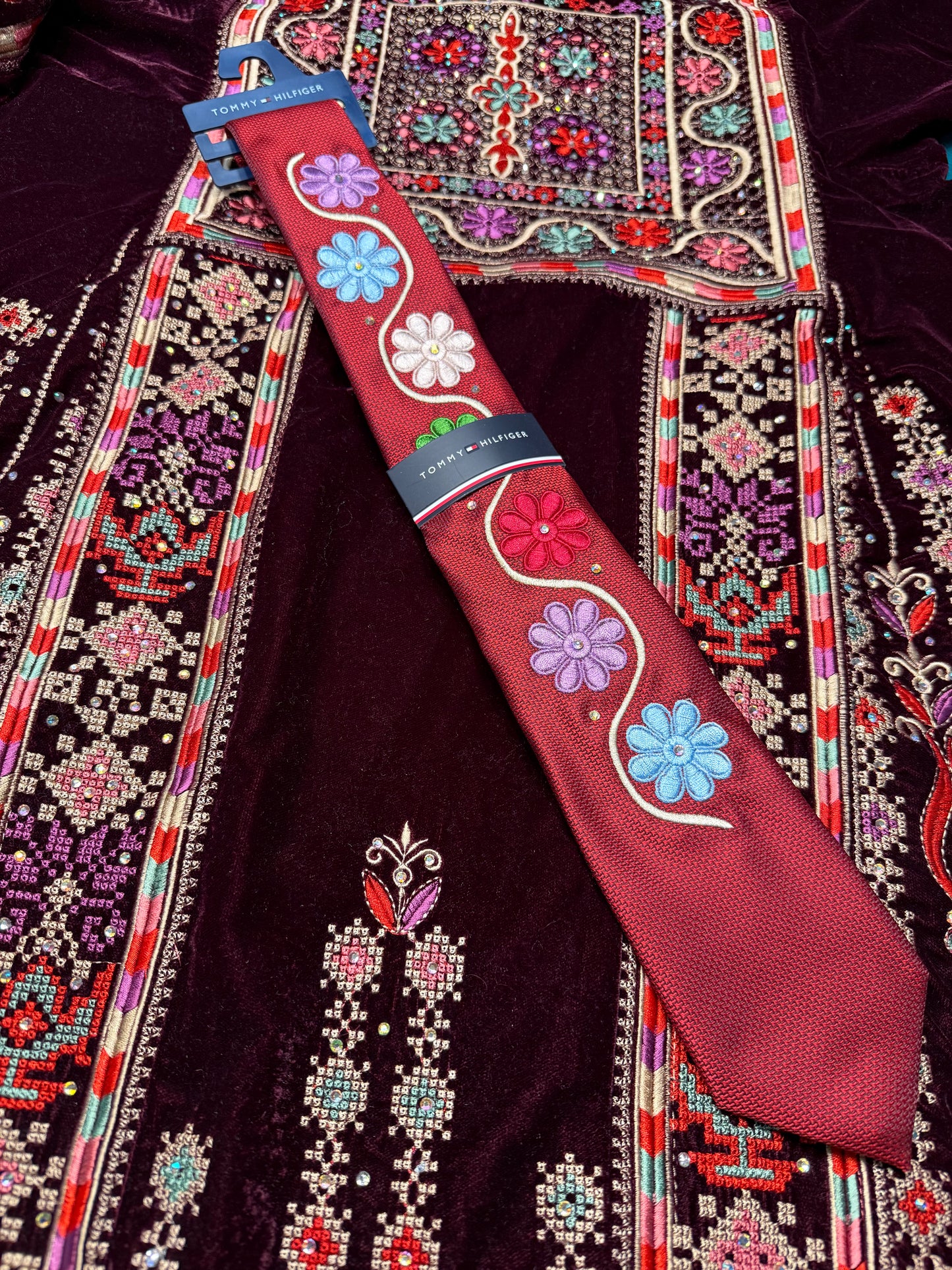 Floral Custom-made Tatreez Men's Tie