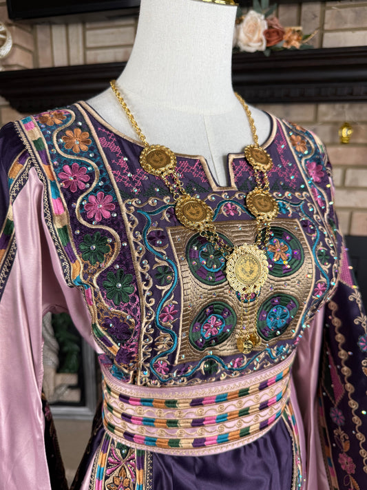 Deep Purple/Lavender Bridal All-Satin Malaka Thobe