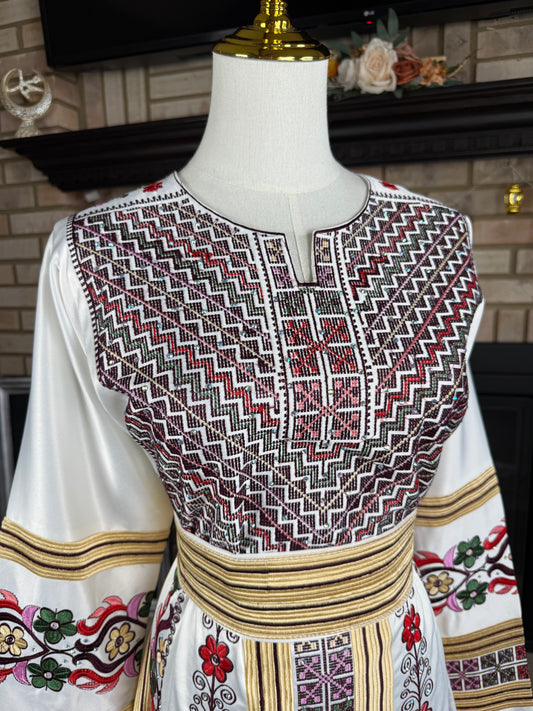 White Beit Jala Satin Thobe