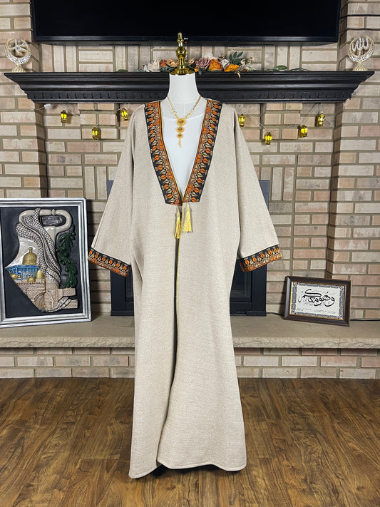 Cream/Orange Felt Tatreez Besht