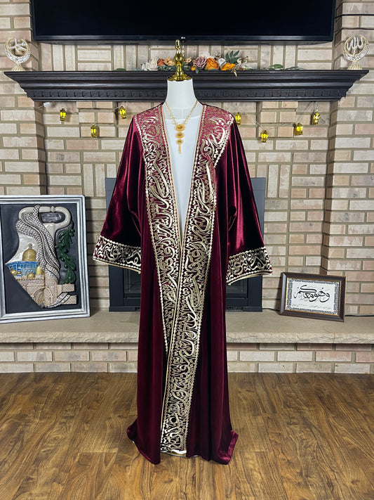 Velvet Deep Crimson Calligraphy Besht