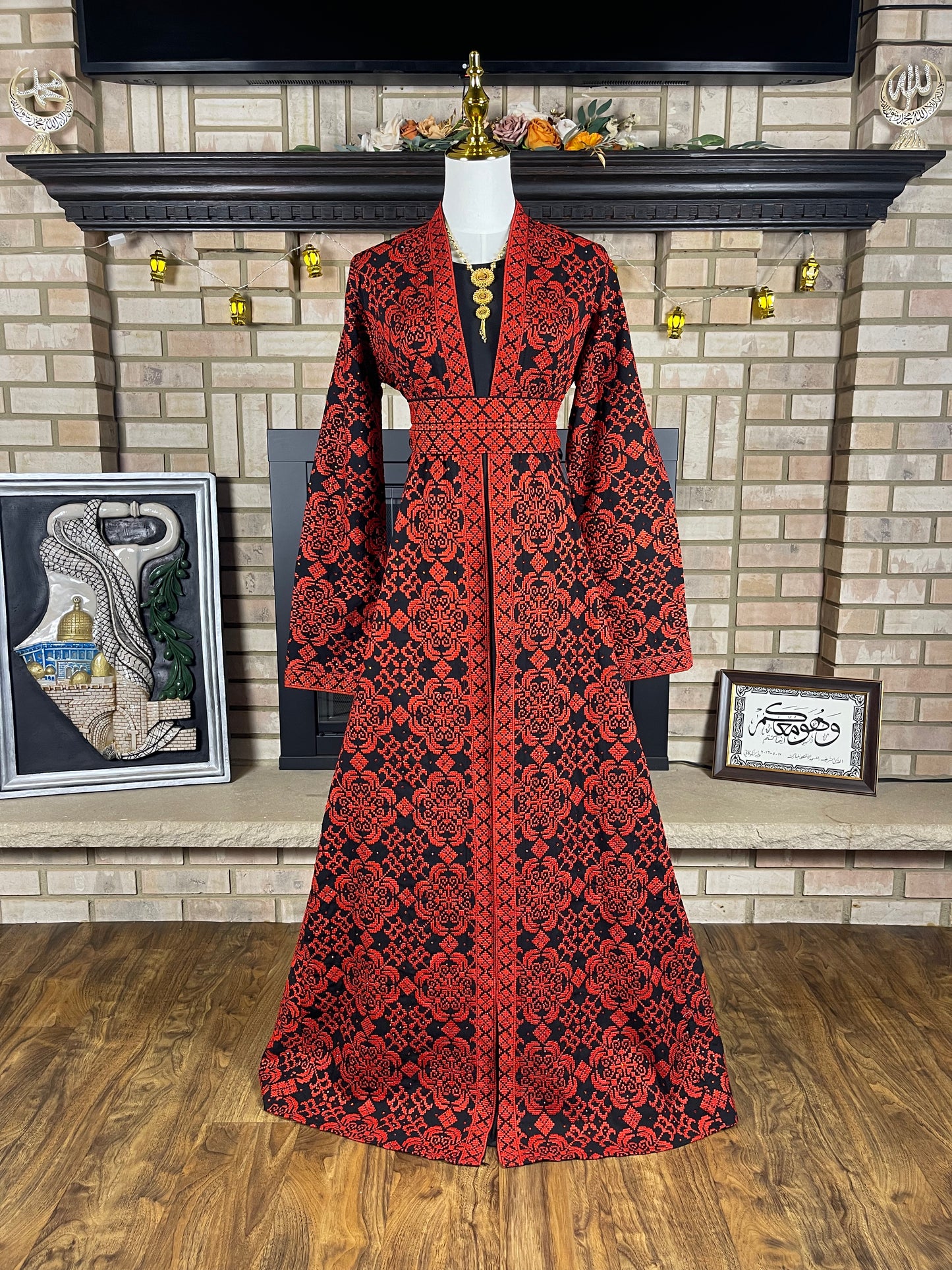 Black/Red Embroidered Besht