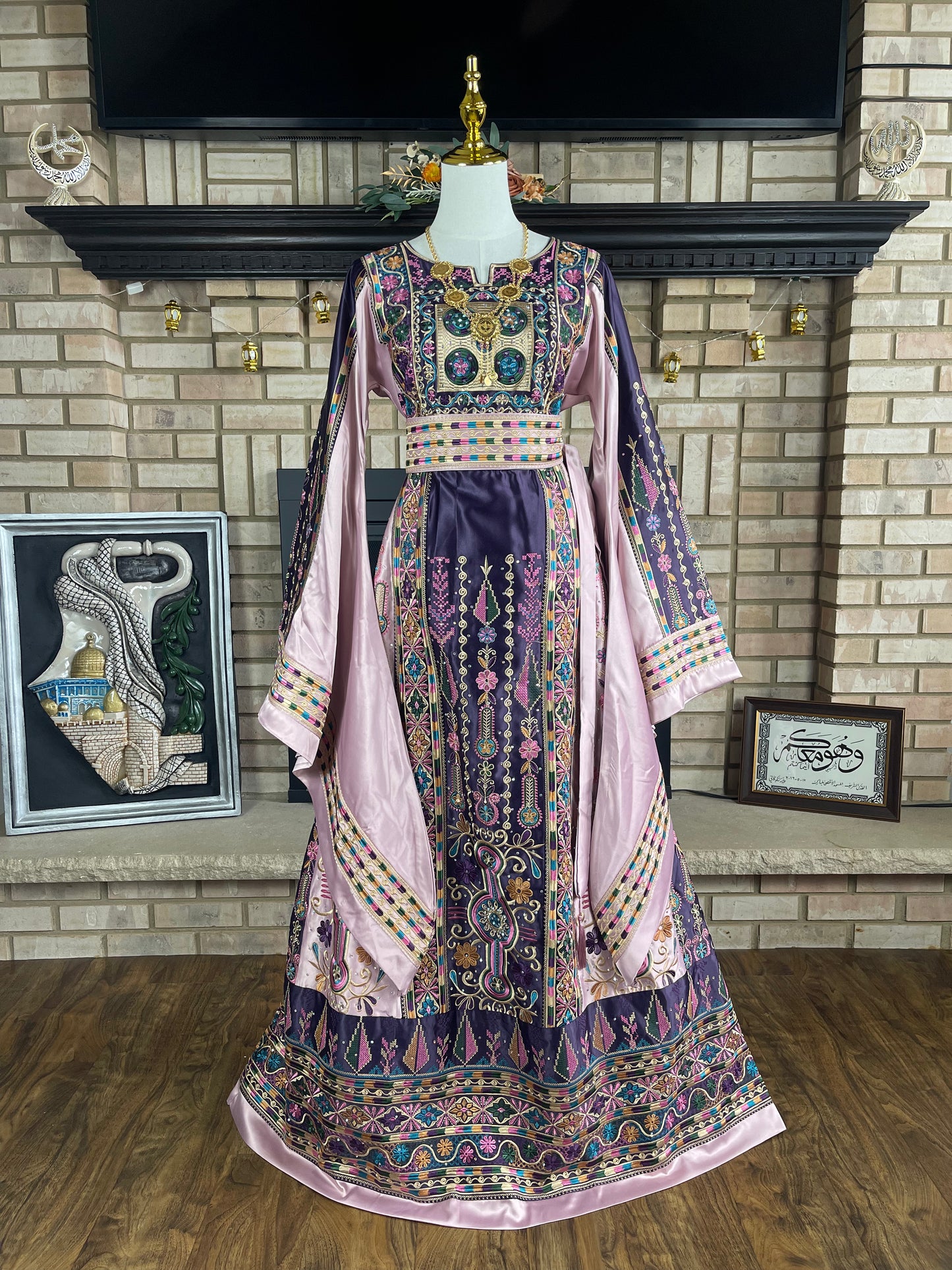 Deep Purple/Lavender Bridal All-Satin Malaka Thobe