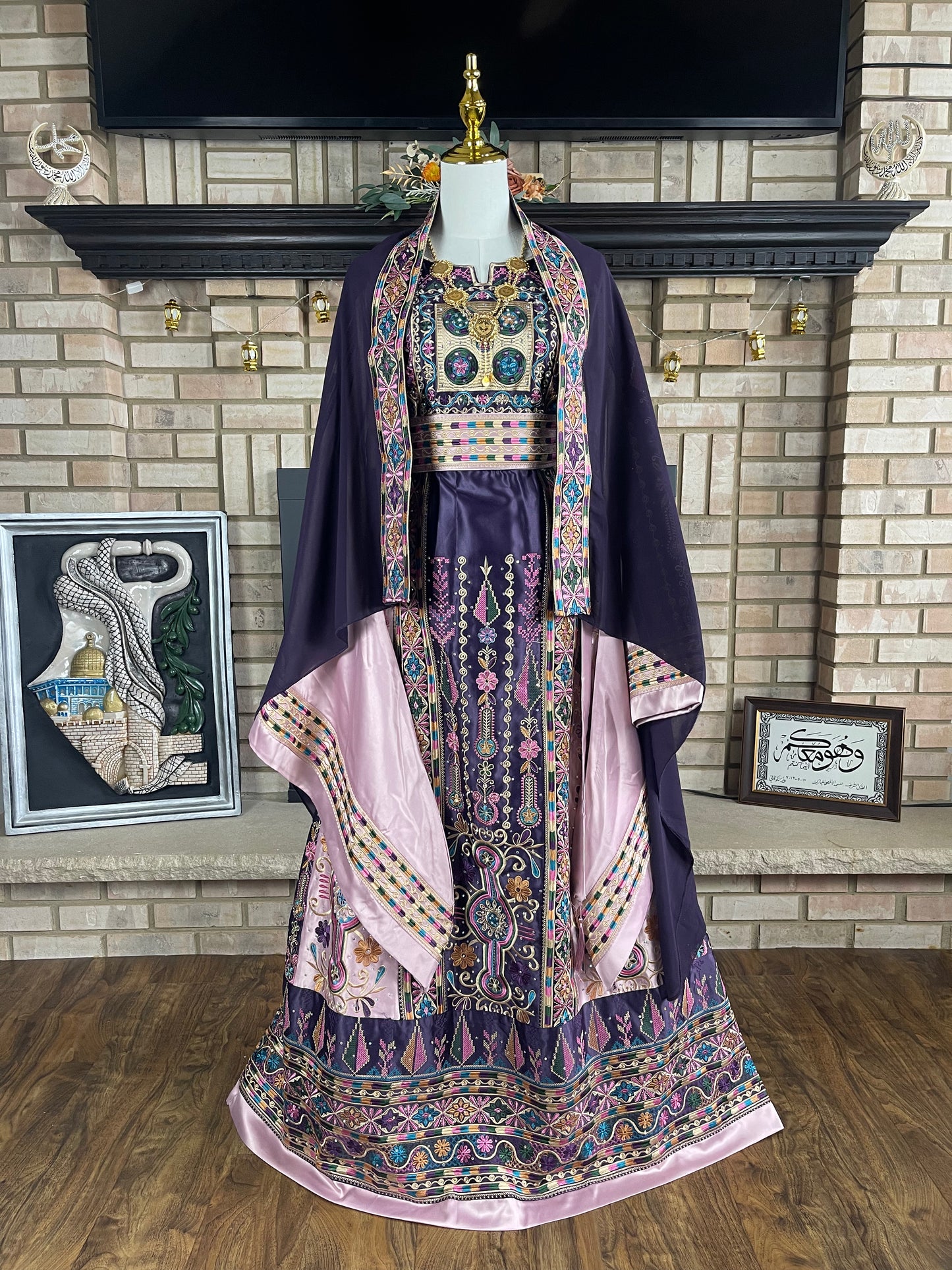 Deep Purple/Lavender Bridal All-Satin Malaka Thobe