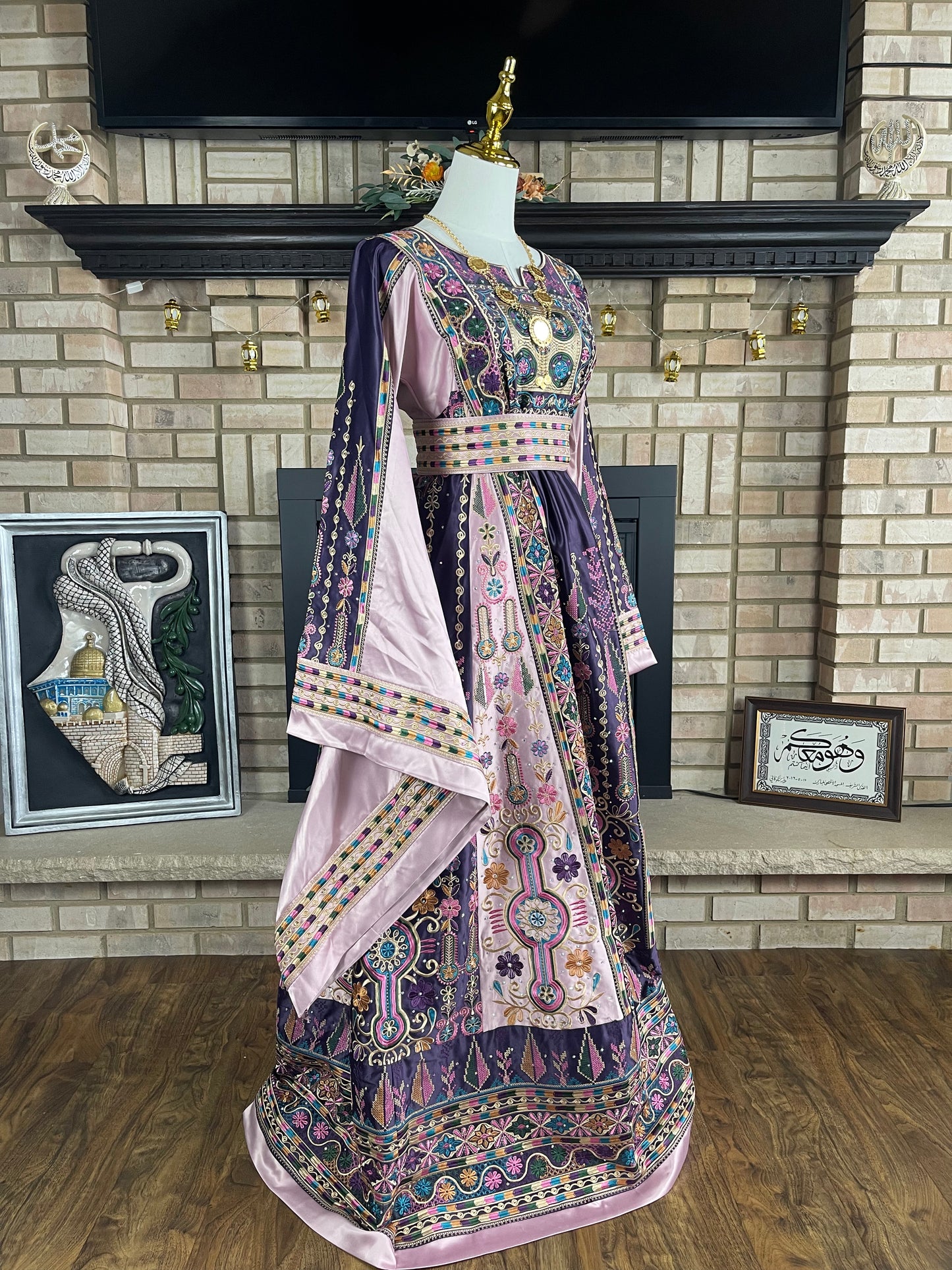 Deep Purple/Lavender Bridal All-Satin Malaka Thobe