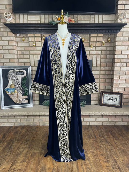 Velvet Deep Navy Calligraphy Besht