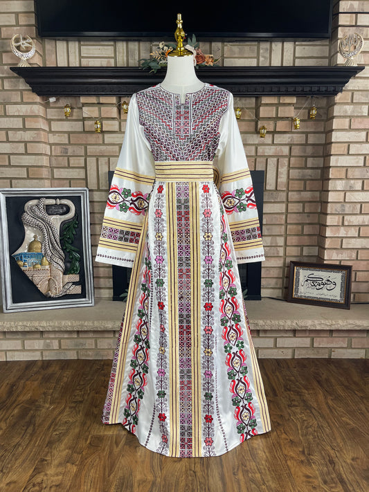 White Beit Jala Satin Thobe