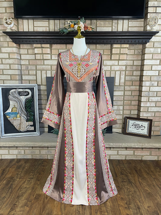 Cream/Brown Bayt Dajan Thobe