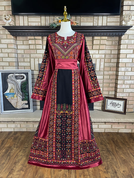 Black/Burgundy Akka Thobe & Headpiece