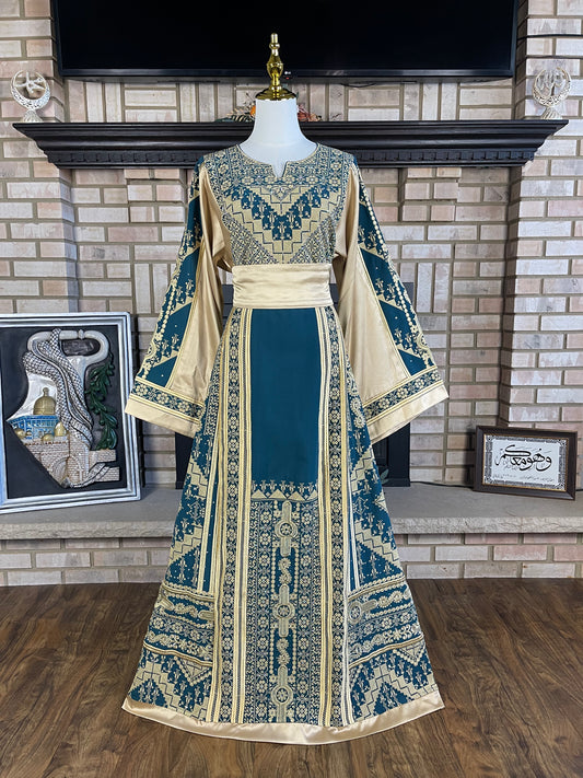 Green/Gold Satin Ishq Thobe