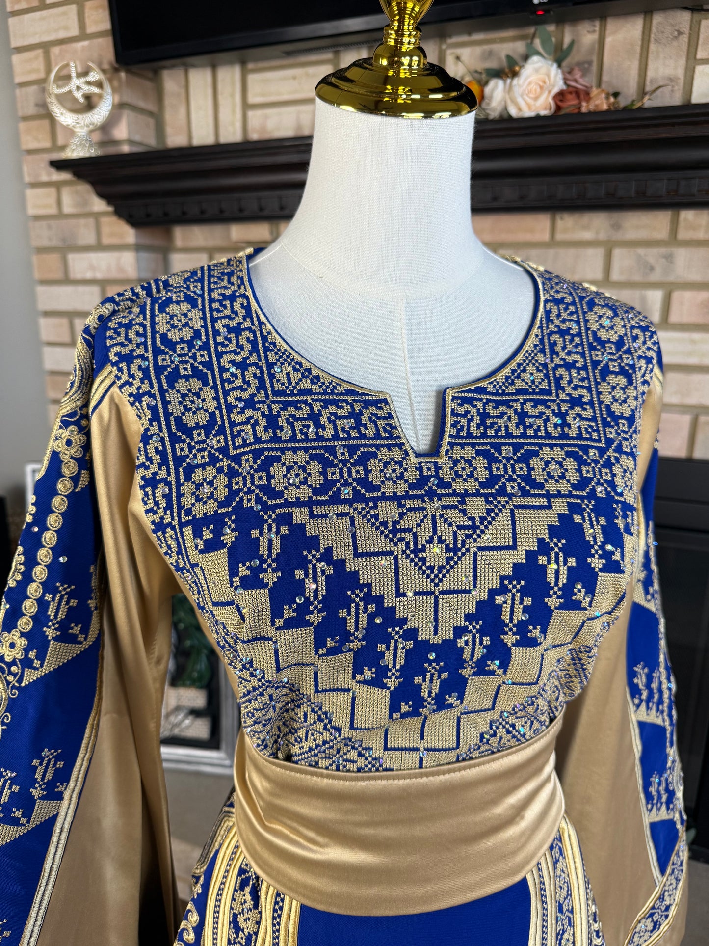 Blue/Gold Satin Ishq Thobe