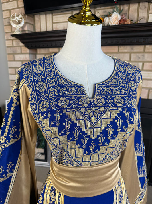 Blue/Gold Satin Ishq Thobe