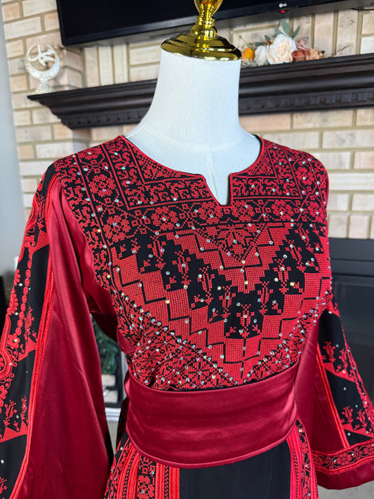 Black/Red Satin Ishq Thobe