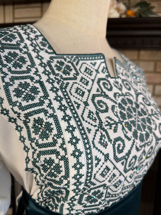 White/Green Falastin Thobe