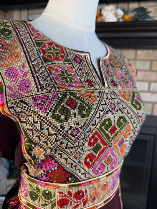 Burgundy/Gold Al-Zaytoon Thobe