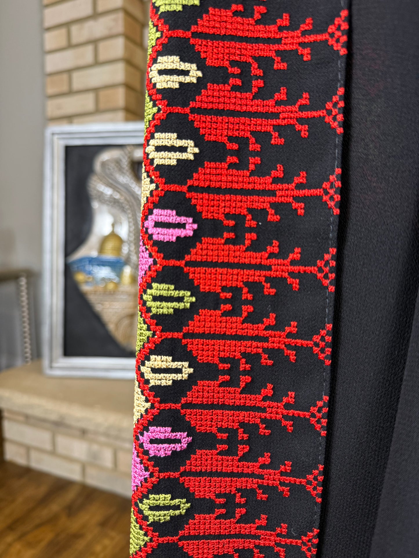 Black/Multicolor Red Sultana Embroidered Dress