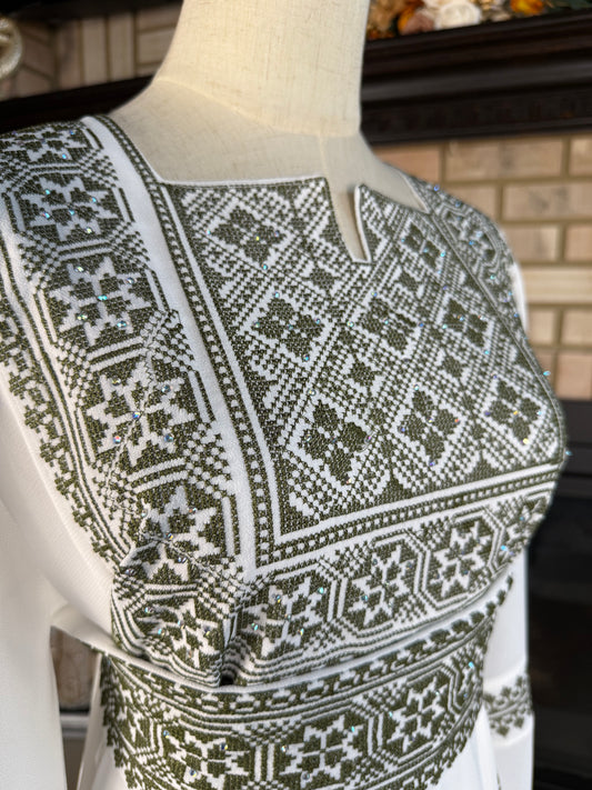 White/Green Tulkarm Thobe