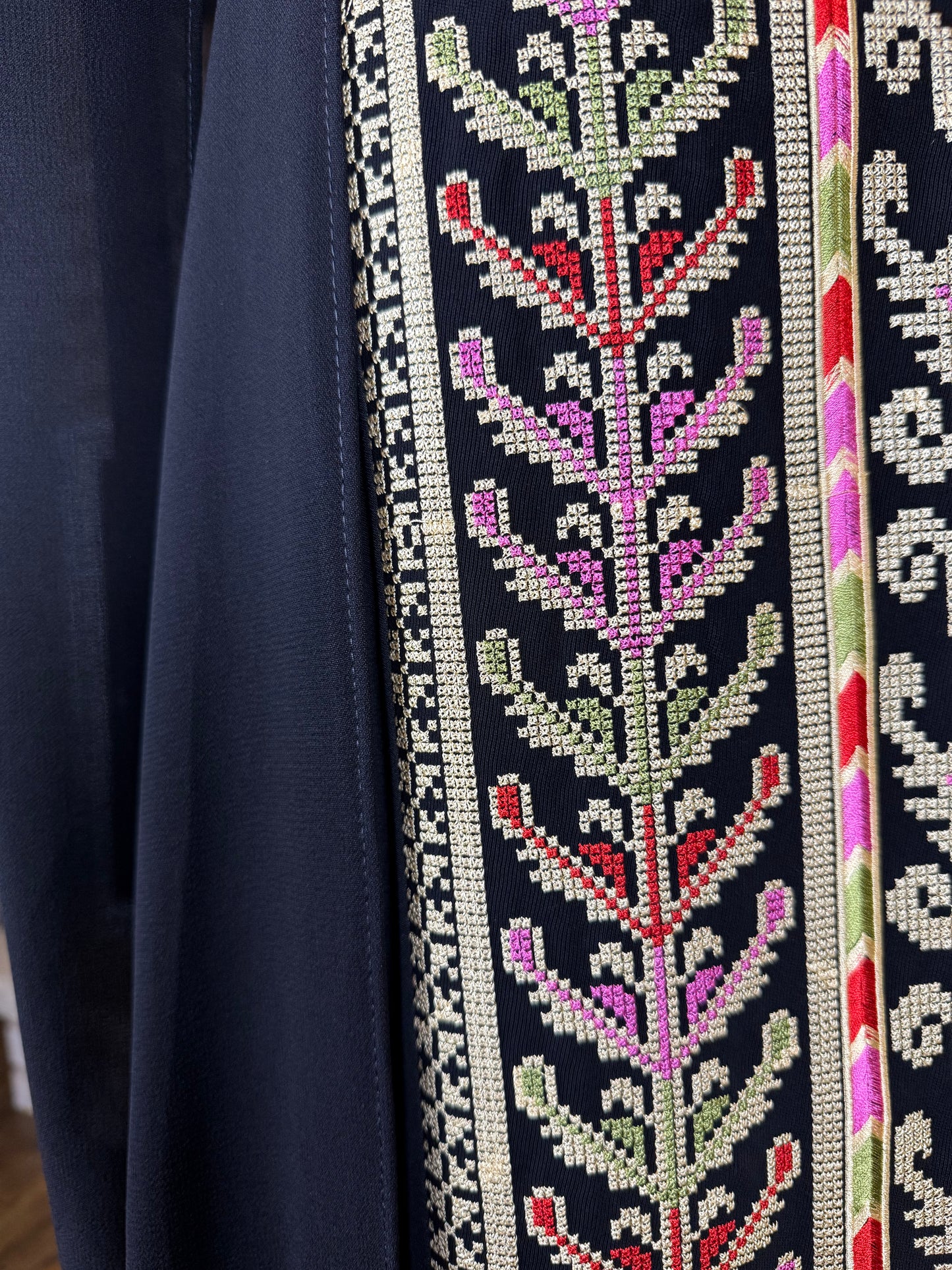 Black/Wheat Off-Shoulder Embroidered Dress