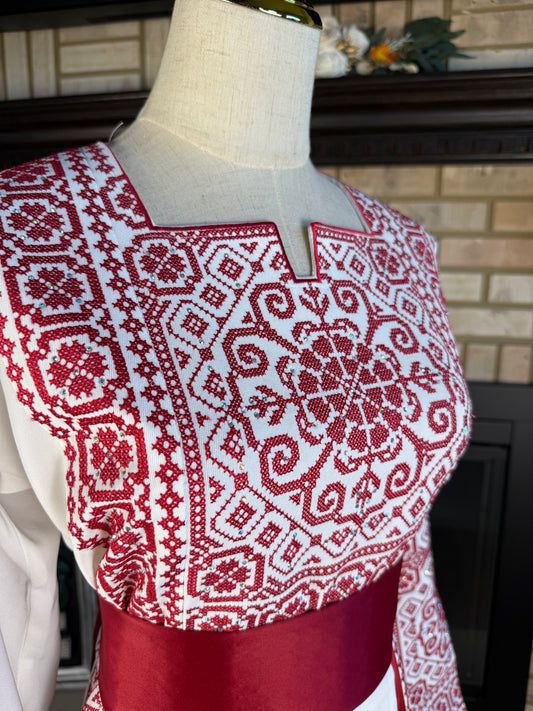 White/Red Falastin Thobe