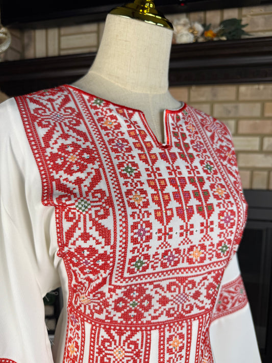 White/Red Jerusalem Thobe