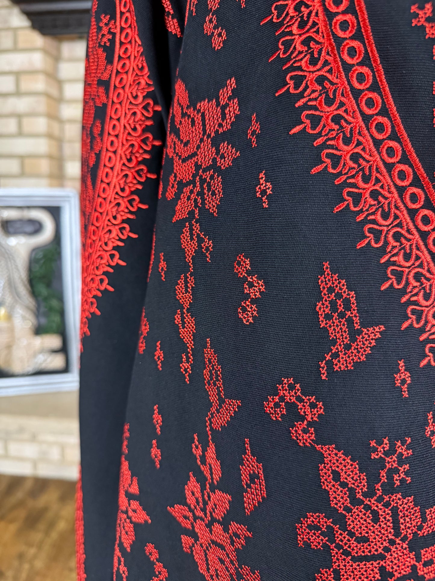 Red Embroidery Cardigan
