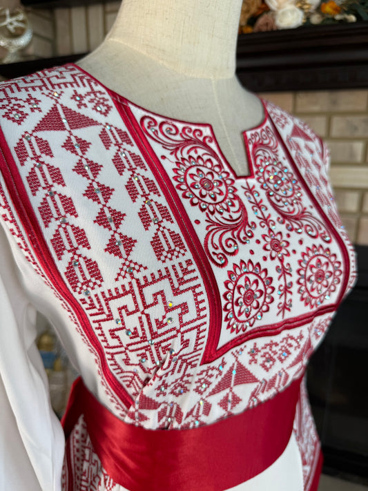 White/Red Rafah Thobe
