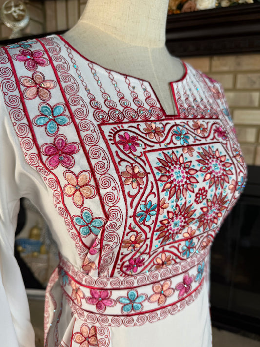 White/Red Al-Wurood Thobe